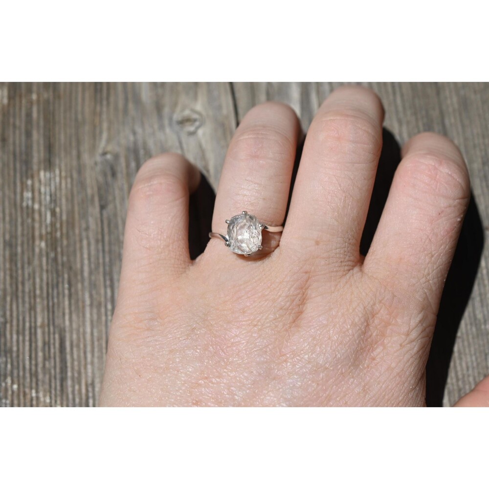 Engagement ring Sterling Silver Lake County Diamond Ring, Rough Raw Diamond , Un